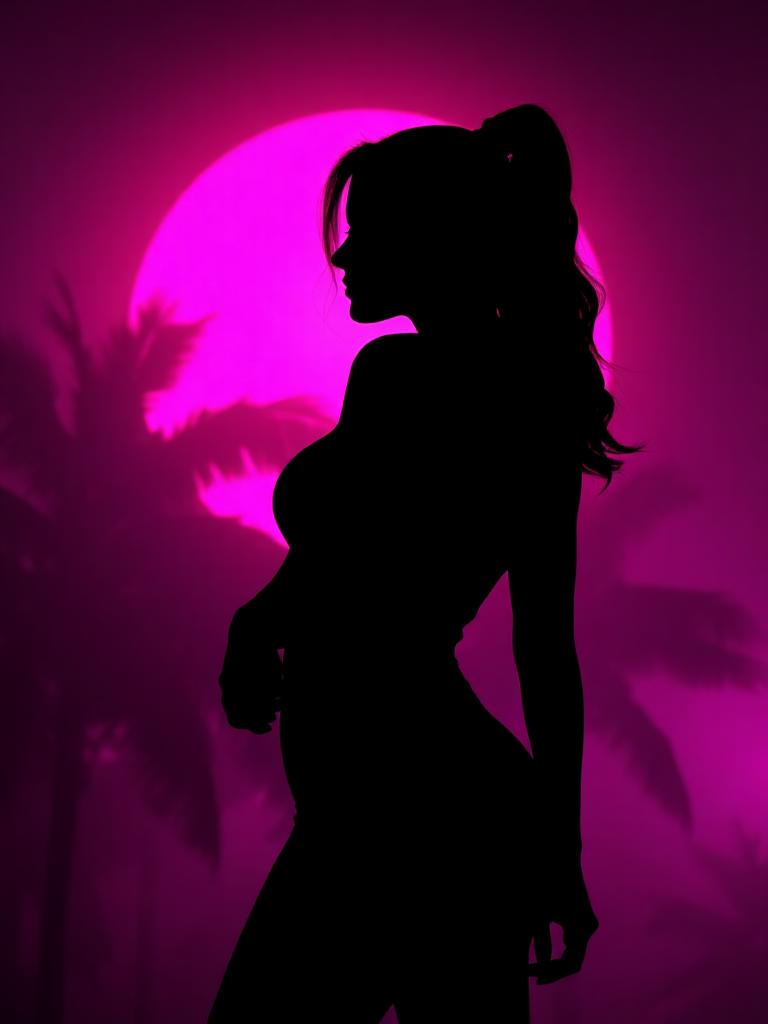 Lucia, GTA 6 protagonist, backlit by magenta neon light