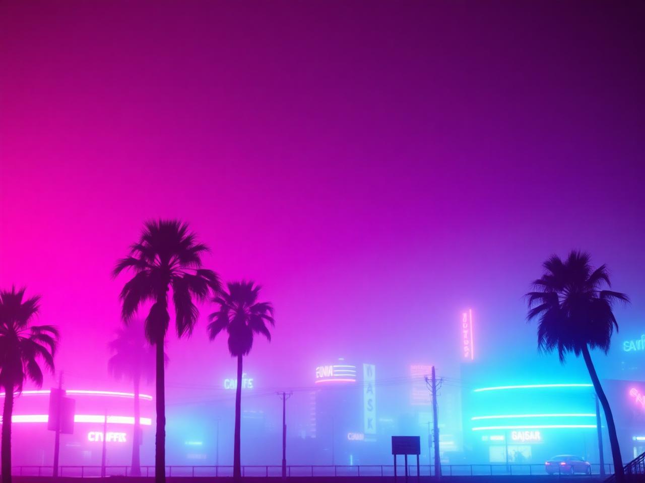 Abstract neon skyline illustration representing the state of Leonida